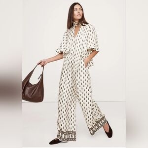 NWT Banana Republic High Rise Wide Leg Viscose Linen Pull On Pant